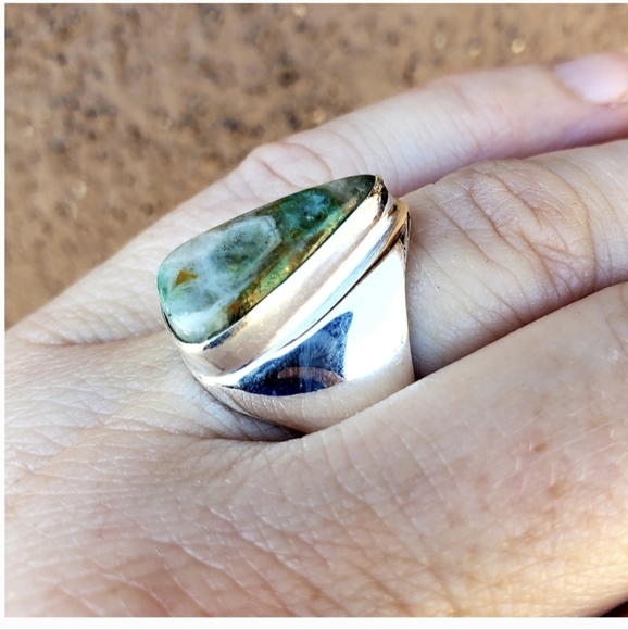 New Men's Chrysocolla 925 Silver Ring. - Picture 4 of 15